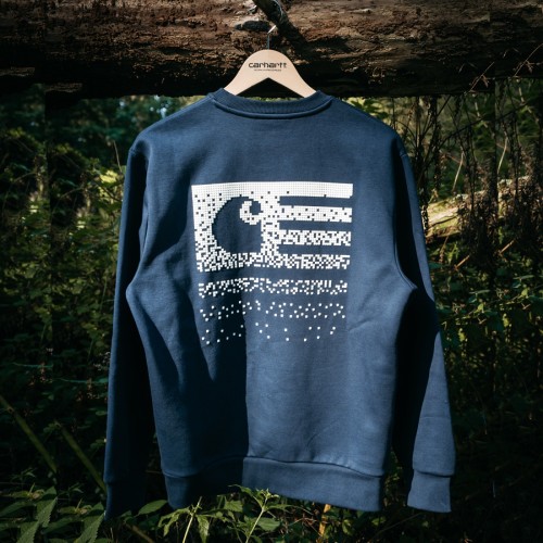 Carhartt WIP Fade State Crew Sweatshirt Admiral Blue White