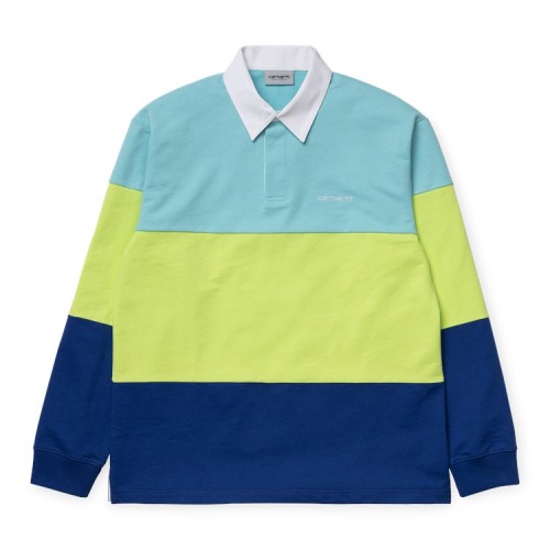 Carhartt Wip L/S Newport Rugby Polo Shirt Blue / Lime / Royal 100