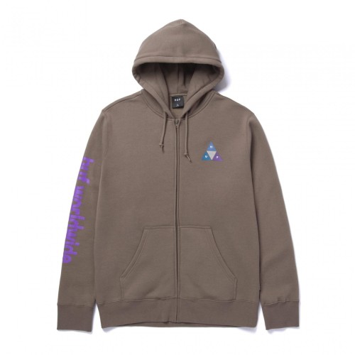 HUF Prism Triple Triangle Full Zip Hood Walnut Penloe