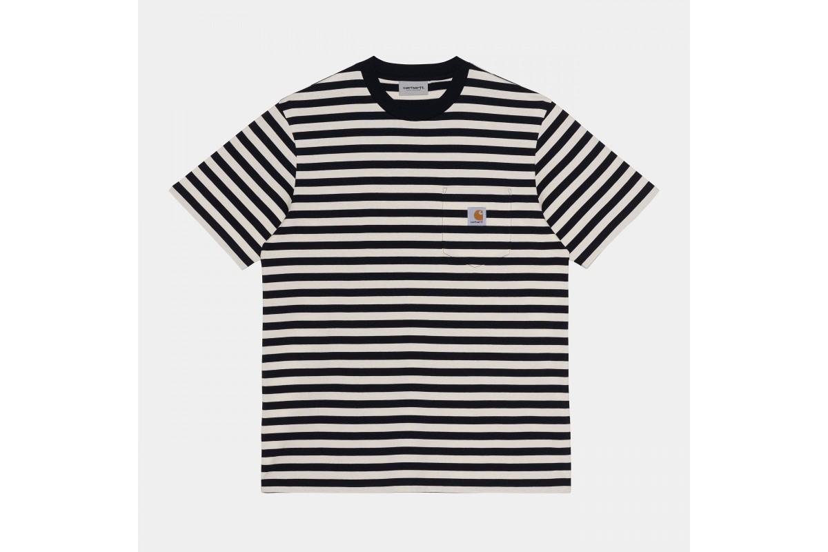 Carhartt WIP Scotty Stripe Pocket T-Shirt Dark Navy Blue / Wax The S/S ...