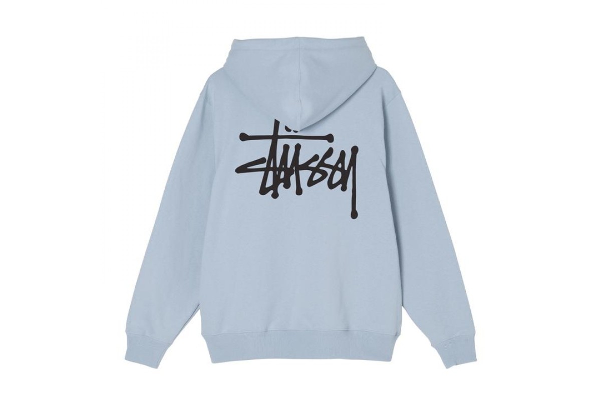 Stussy Basic Logo Hooded Sweat Steel Hooded sweatshirt - Screenprint 80%  Cotton/20% Polyester - Penloe