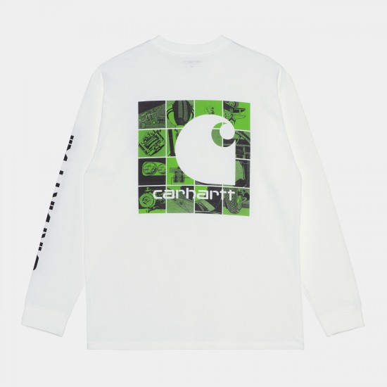 Carhartt WIP Grid C Long Sleeved T-Shirt White