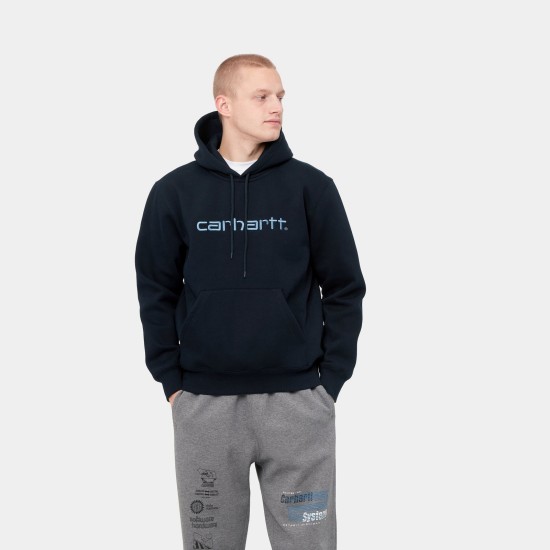 Carhartt WIP Hooded Carhartt Logo Sweatshirt Astro Blue / Icesheet