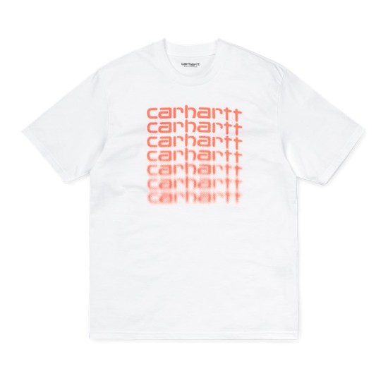 Carhartt Wip S/S Fading Script T-Shirt White / Pop Coral