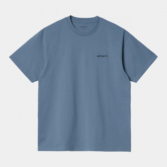 Carhartt WIP Script Chest Embroidery T-Shirt Icesheet Blue / Black