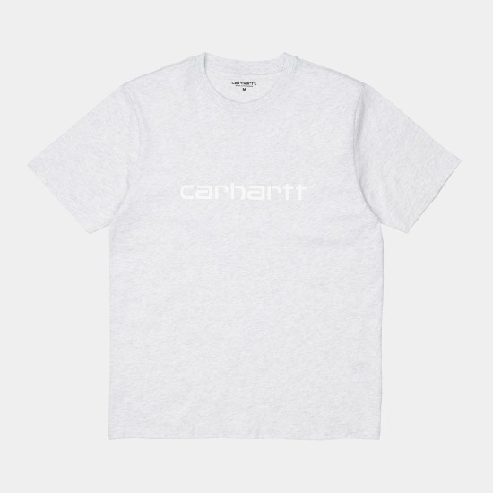Carhartt WIP Script Classic T-Shirt Ash Heather / White