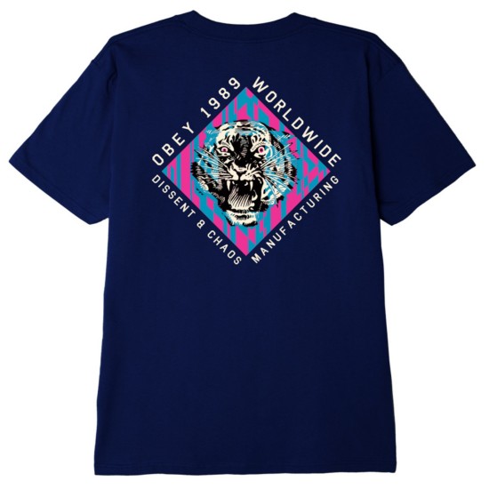 OBEY Dissent & Chaos Tiger T-Shirt Navy Blue