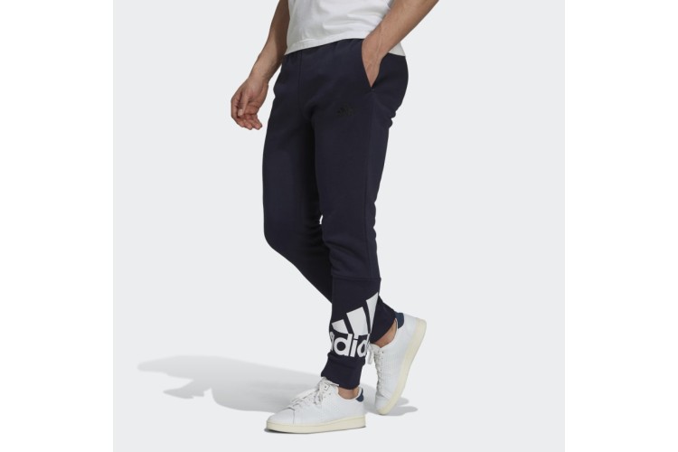 adidas Essentials Fleece Tapered Cuff Logo Pants Navy
