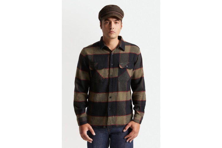 Brixton Bowery Flannel Shirt Heather Grey