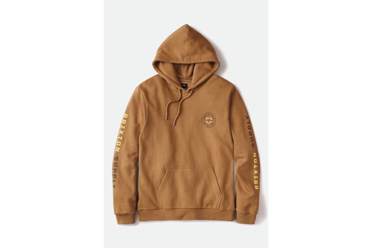 Brixton Crest Hoodie Mojave / Brown / Limelight