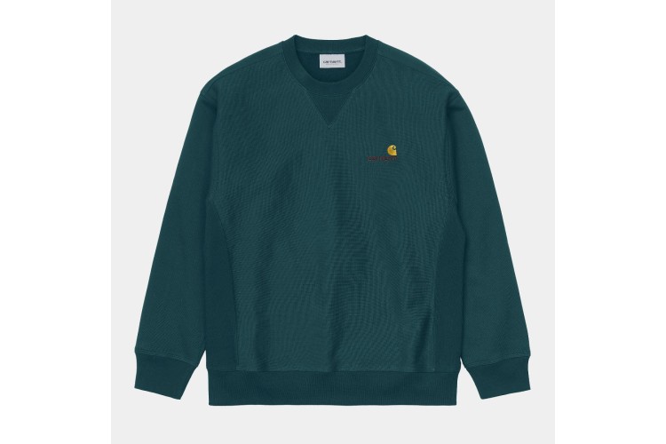 Carhartt WIP American Script Sweatshirt Deep Lagoon Green