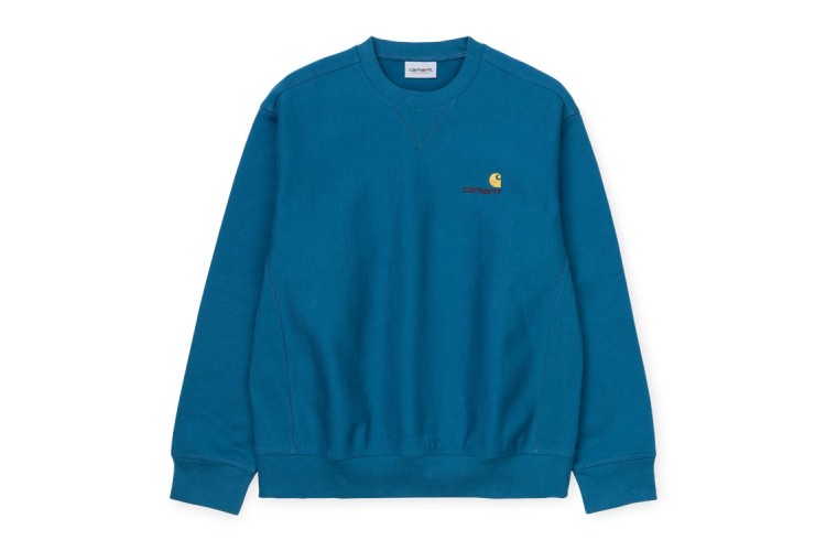 Carhartt Wip American Script Sweatshirt Moody Blue