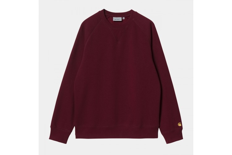 Carhartt WIP Chase Crew Sweatshirt Jam Burgundy / Gold