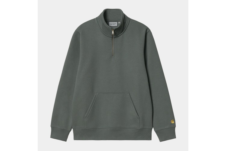 Carhartt WIP Chase Logo Half Zip Sweatshirt Thyme / Gold