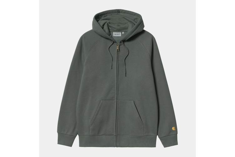 Carhartt WIP Chase Logo Zipped Hooded Sweatshirt Thyme / Gold