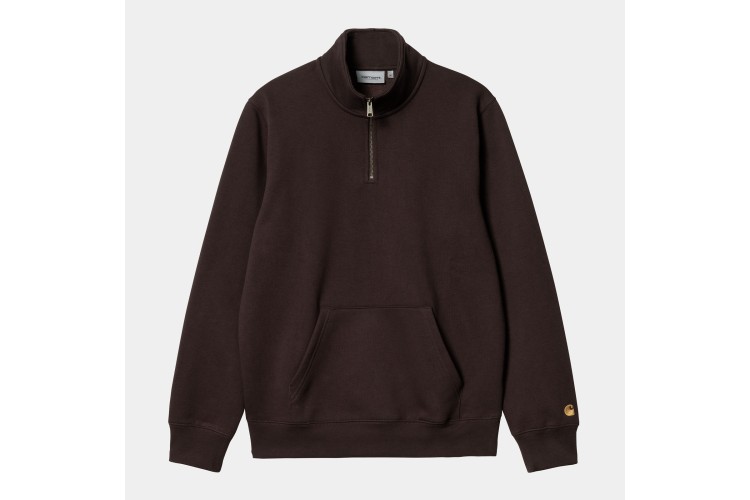 Carhartt WIP Chase Neck Zip Sweatshirt Dark Umber / Gold