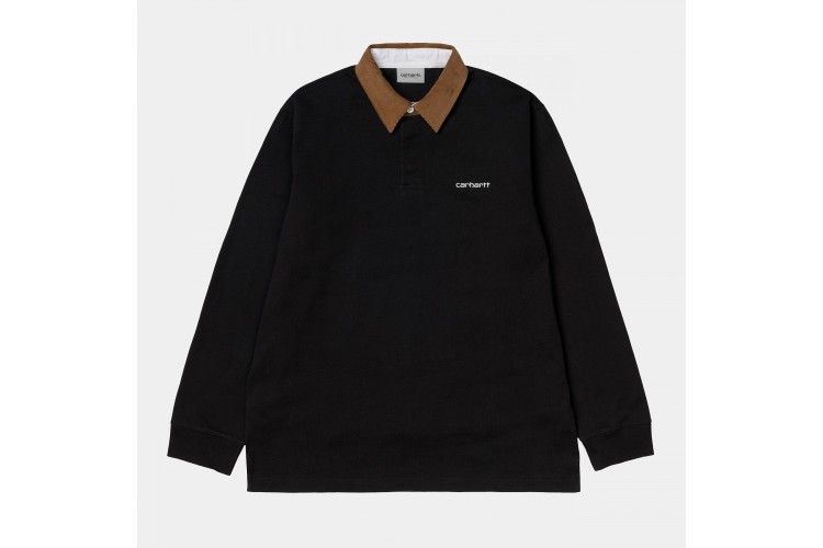 Carhartt Wip Cord Long Sleeve Rugby Top, Brown And White Rugby Shirt