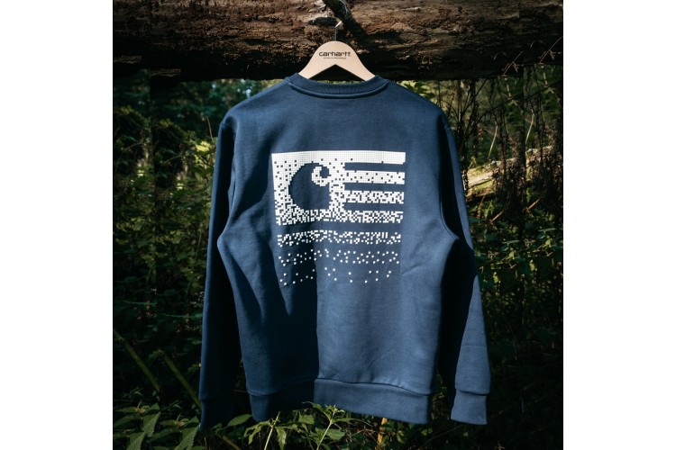 Carhartt WIP Fade State Crew Sweatshirt Admiral Blue / White