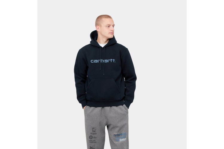 Carhartt WIP Hooded Carhartt Logo Sweatshirt Astro Blue / Icesheet