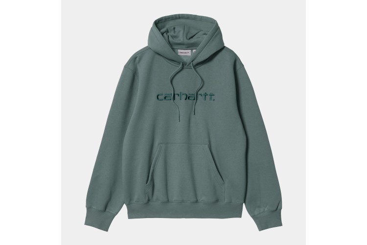 Carhartt WIP Hooded Carhartt Logo Sweatshirt Eucalyptus Green / Fraiser