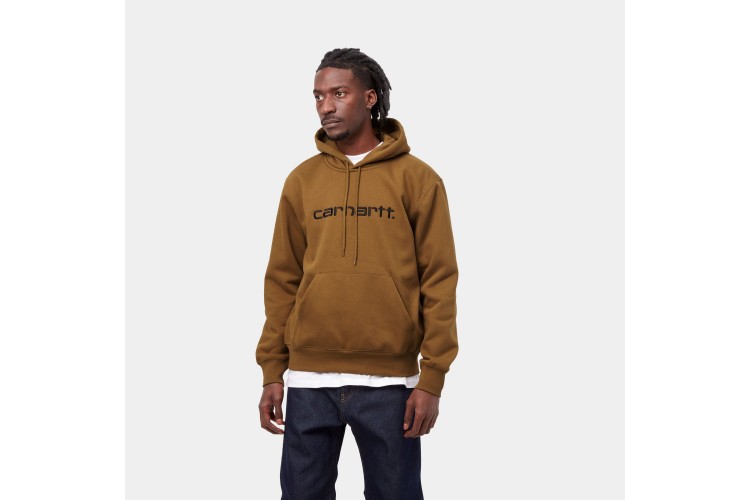 Carhartt WIP Hooded Carhartt Logo Sweatshirt Hamilton Brown / Black