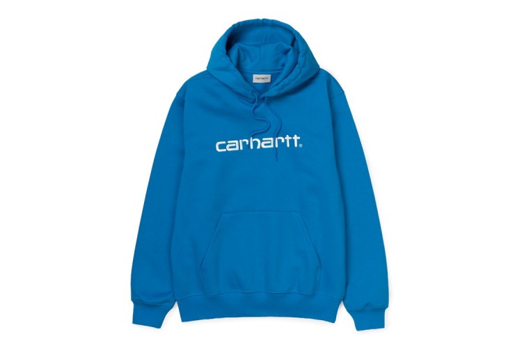 Carhartt Wip Hooded Carhartt Sweatshirt Azzuro Blue / White
