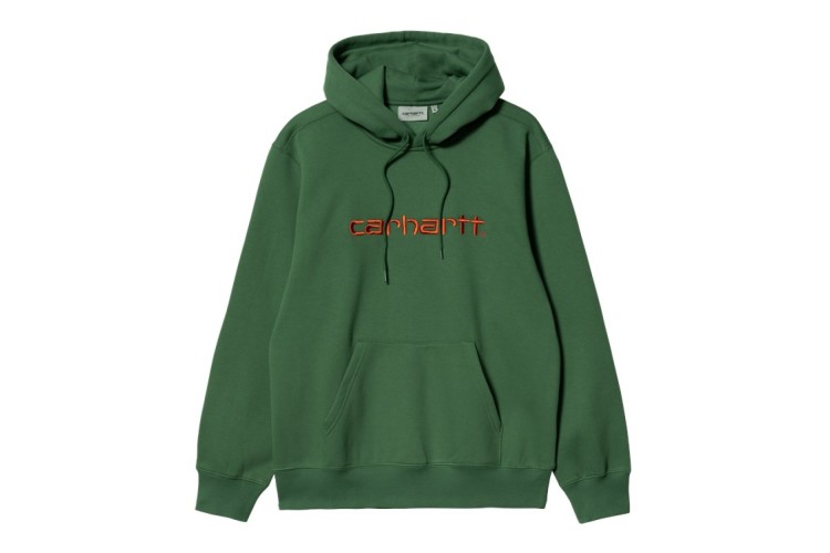 Carhartt WIP Hooded Carhartt Sweatshirt Bonsai Green / Brick