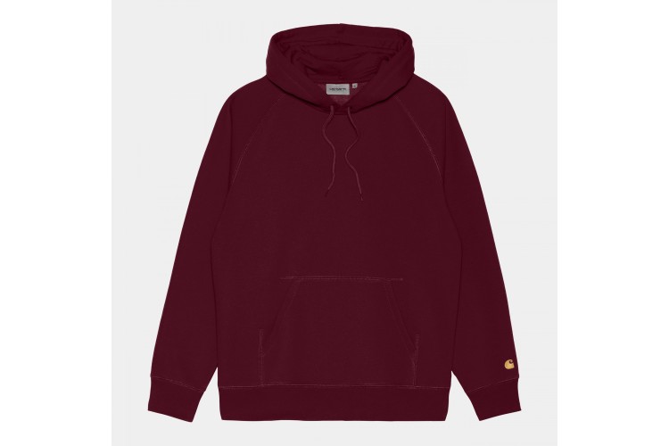 Carhartt WIP Hooded Chase Sweatshirt Jam Burgundy / Gold