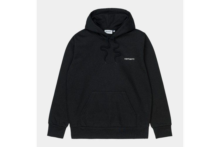 Carhartt WIP Hooded Script Embroidery Sweatshirt Black / White