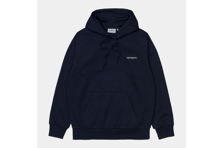 Carhartt WIP Hooded Script Embroidery Sweatshirt Dark Navy / White