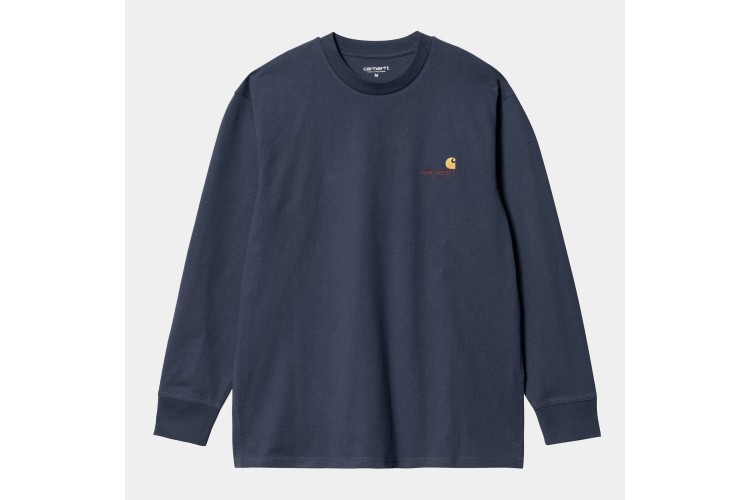 Carhartt WIP L/S American Script T-Shirt Enzian Blue