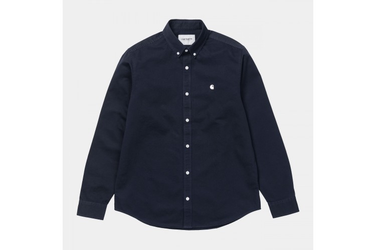 Carhartt WIP Madison Long Sleeved Shirt Dark Navy Blue / Wax
