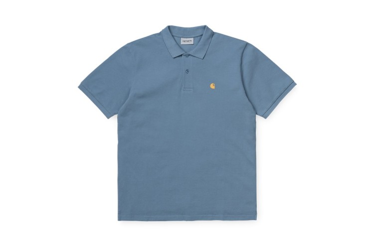 Carhartt Wip S/S Chase Pique Polo Shirt Mossa Blue / Gold