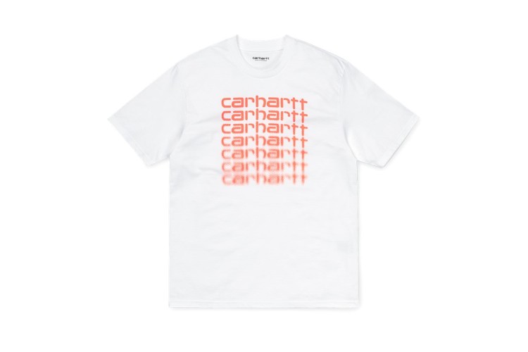 Carhartt Wip S/S Fading Script T-Shirt White / Pop Coral
