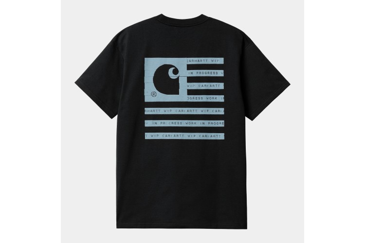 Carhartt WIP S/S Label State Flag T-Shirt Black / Misty Sky