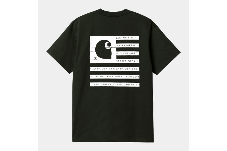 Carhartt WIP S/S Label State Flag T-Shirt Dark Cedar Green / White