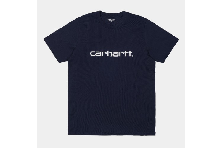Carhartt WIP S/S Script T-Shirt Dark Navy / White