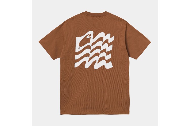 Carhartt WIP S/S Wavy State T-Shirt Rum Orange / White