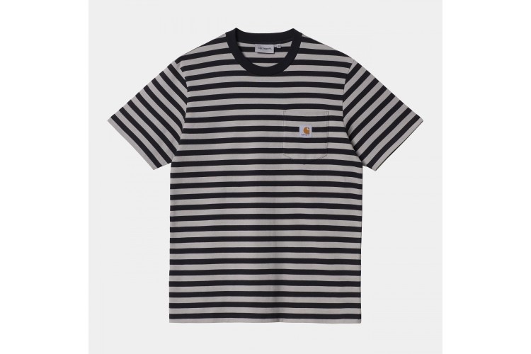 Carhartt WIP Scotty Stripe Pocket T-Shirt Black / Hammer Grey