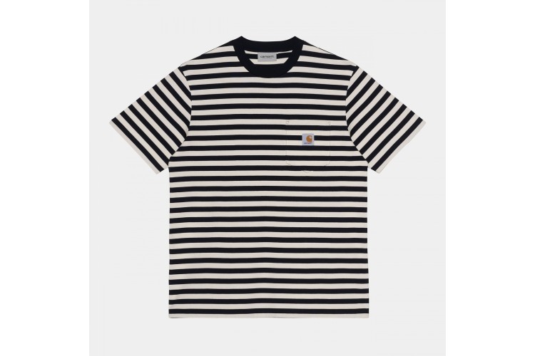 Carhartt WIP Scotty Stripe Pocket T-Shirt Dark Navy Blue / Wax