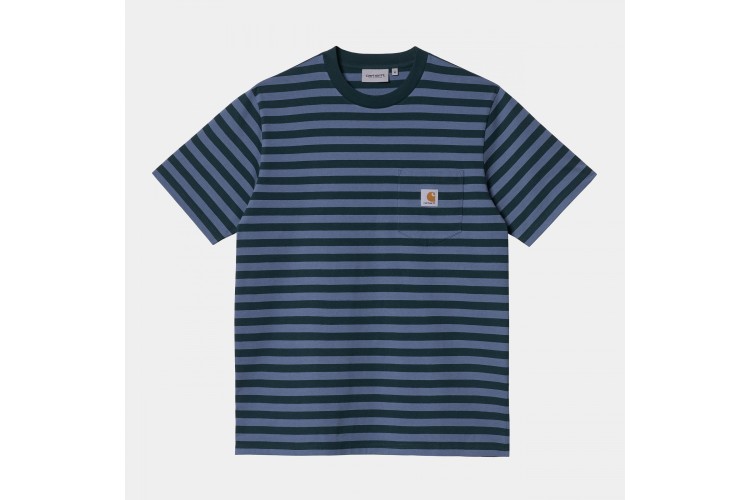 Carhartt WIP Scotty Stripe Pocket T-Shirt Fraiser Green / Icesheet