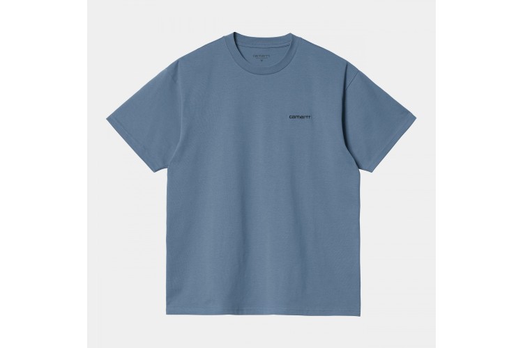 Carhartt WIP Script Chest Embroidery T-Shirt Icesheet Blue / Black