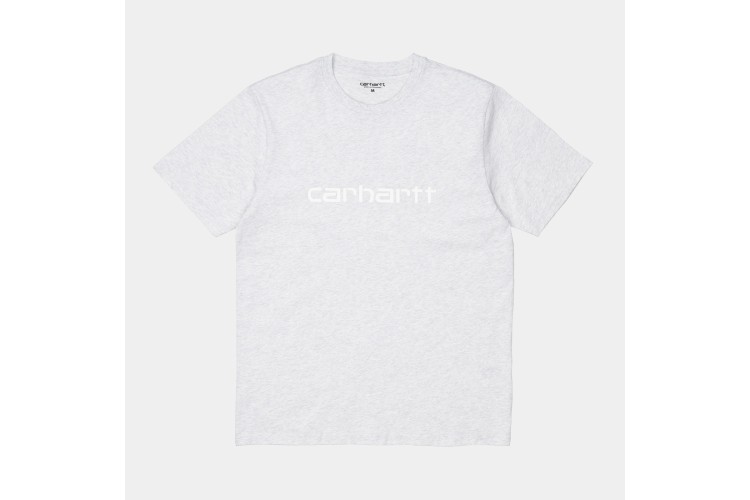Carhartt WIP Script Classic T-Shirt Ash Heather / White