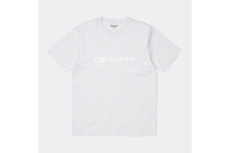 Carhartt WIP Script Classic T-Shirt Ash Heather / White