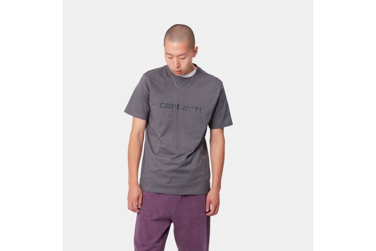 Carhartt WIP Script Classic T-Shirt Shiver Grey / Blacksmith