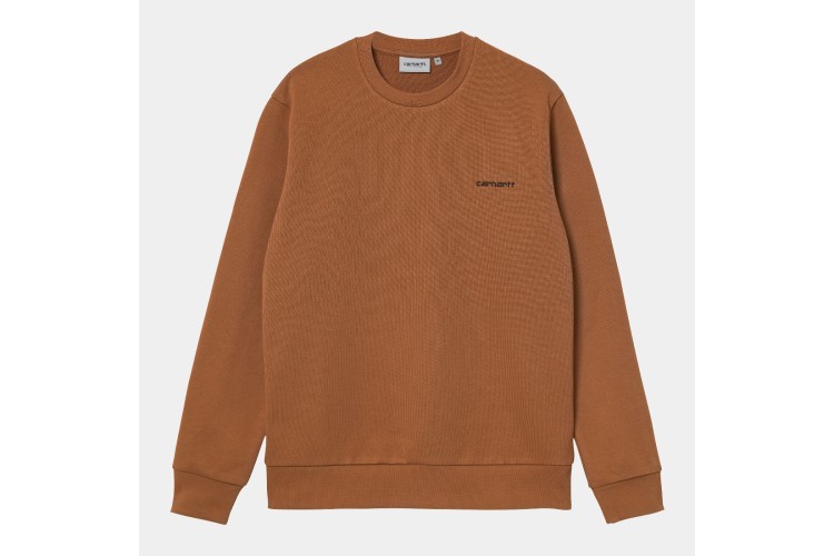 Carhartt WIP Script Embroidery Sweatshirt Rum Orange / Black