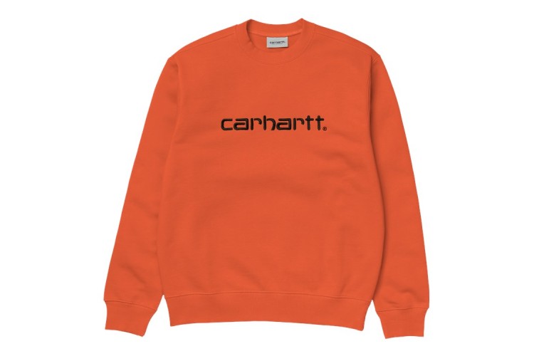 Carhartt Wip Script Logo Embroidered Crew Sweat Orange