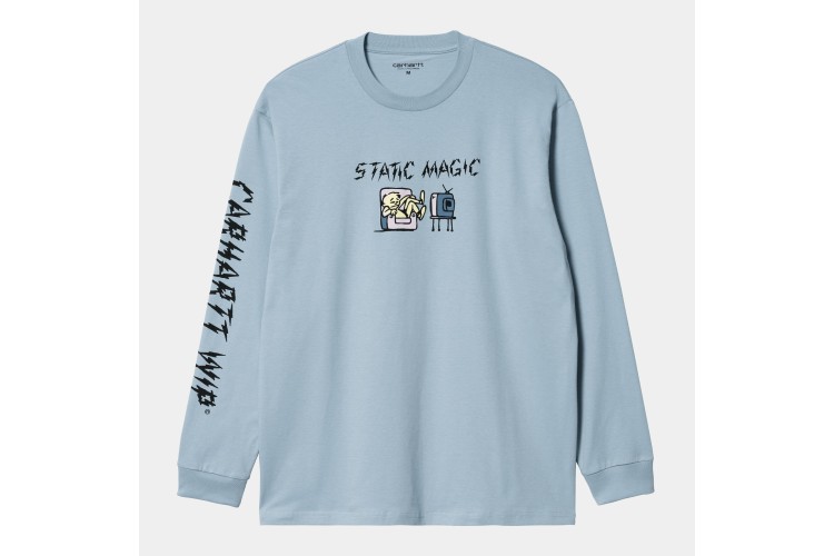 Carhartt WIP Static Long Sleeved T-Shirt Frosted Blue