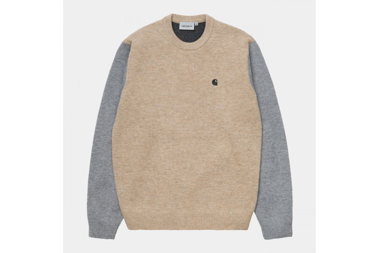 Carhartt WIP Triple Lambs Wool Sweater Dusty Hamilton Brown