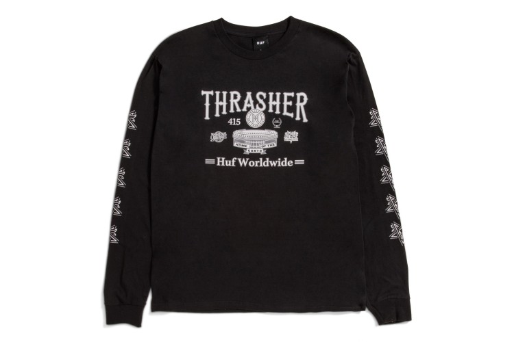 Black long sleeve thrasher shirt shop